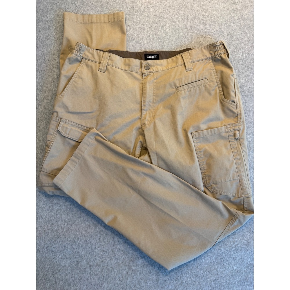 CQR Mens Tactical Cargo Pants Khaki Tan Ripstop Multi-Pocket Work Pants 38W 32L